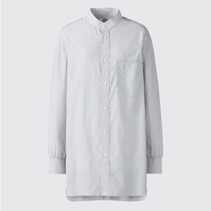 Uniqlo U Lemaire Oversized Stand Collar Shirt L Light Gray Cotton Nylon